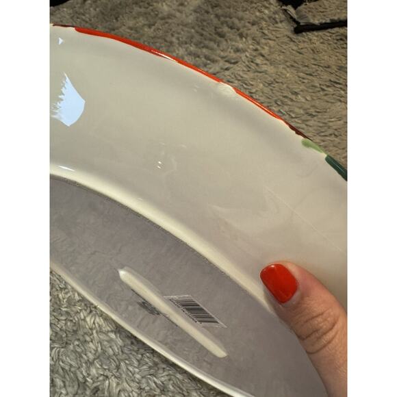 Heartfelt Kitchen Creations Large Plate Multi Color Stripe Red Dishwasher Safe - Picture 6 of 7